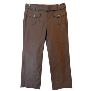 NWT Ann Taylor cropped wide leg belted chino sz 2  brown career preppy